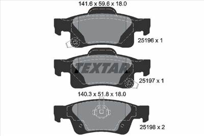 Fékbetét készlet TEXTAR 2519601 for JEEP, DODGE