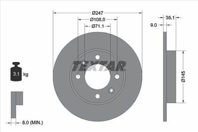 féktárcsa TEXTAR 92111703 for PEUGEOT, CITROËN, FENGSHEN