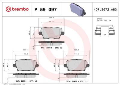 BREMBO P 59 097 - fékbetétkészlet, tárcsafék BUICK (SGM) CADILLAC (SGM) HOLDEN OPEL VAUXHALL