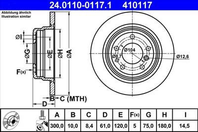 féktárcsa ATE 24.0110-0117.1 for BMW