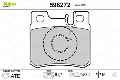 Fékbetét készlet VALEO 598272 for MERCEDES-BENZ