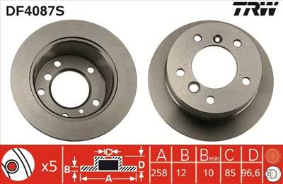 féktárcsa TRW DF4087S for MERCEDES-BENZ, VW, AUDI