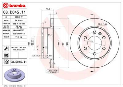 BREMBO 08.D045.11 - féktárcsa MERCEDES-BENZ