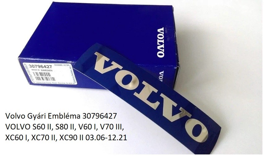 Volvo Gyári Embléma 30796427 VOLVO S60 II, S80 II, V60 I, V70 III, XC60 I, XC70 II, XC90 II 03.06-12.21 1. kép