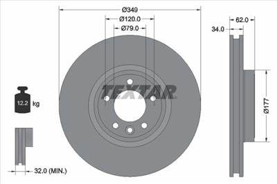 féktárcsa TEXTAR 92307605 for LAND ROVER