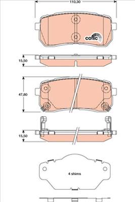 Fékbetét készlet TRW GDB3449 for HYUNDAI, KIA, GREAT WALL