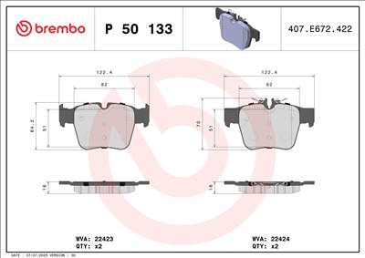 BREMBO P 50 133 - fékbetét MERCEDES-BENZ MERCEDES-BENZ (BBDC)