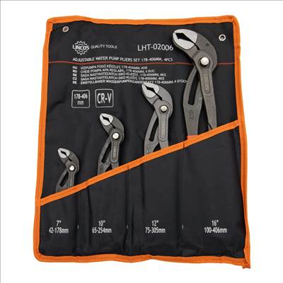 Lincos Vízpumpa fogó/Papagáj fogó nyomógombos állítással, 178-400mm, 4db - LHT-02006
