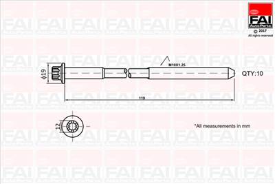 FAI AutoParts B1321 - hengerfejcsavar készlet ALFA ROMEO CHEVROLET CHRYSLER CITROËN FIAT FORD LANCIA
