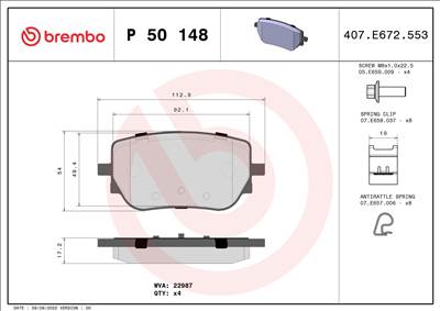 BREMBO P 50 148 - fékbetétkészlet, tárcsafék MERCEDES-BENZ MERCEDES-BENZ (BBDC)