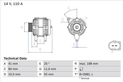 generátor BOSCH 0 986 046 060 for IVECO, UAZ