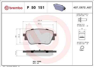 BREMBO P 50 151 - fékbetétkészlet, tárcsafék MERCEDES-BENZ MERCEDES-BENZ (BBDC)