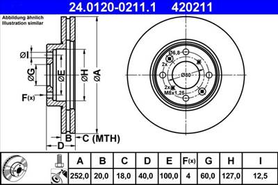 féktárcsa ATE 24.0120-0211.1 for OPEL, VAUXHALL, SUZUKI
