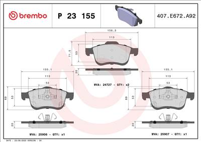 Fékbetét készlet BREMBO P 23 155 for FIAT, RAM