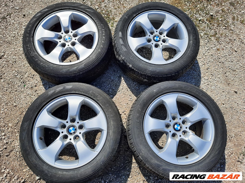 BMW X3 (E83) gyári 17 colos alufelni:5x120 8Jx17 Et46 Style204, rajta kopott gumi  1. kép