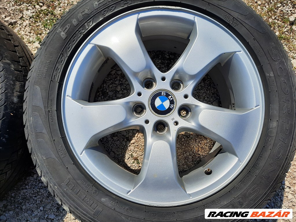 BMW X3 (E83) gyári 17 colos alufelni:5x120 8Jx17 Et46 Style204, rajta kopott gumi  4. kép