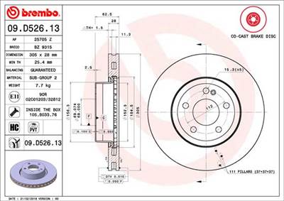 BREMBO 09.D526.13 - féktárcsa MERCEDES-BENZ MERCEDES-BENZ (BBDC)