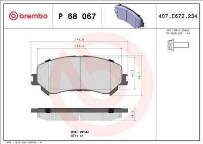 BREMBO P 68 067 - fékbetét RENAULT