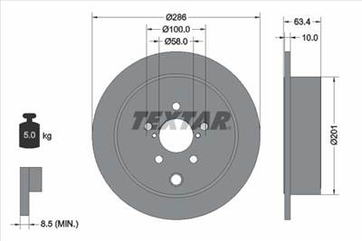 féktárcsa TEXTAR 92200000 for SUBARU, TOYOTA