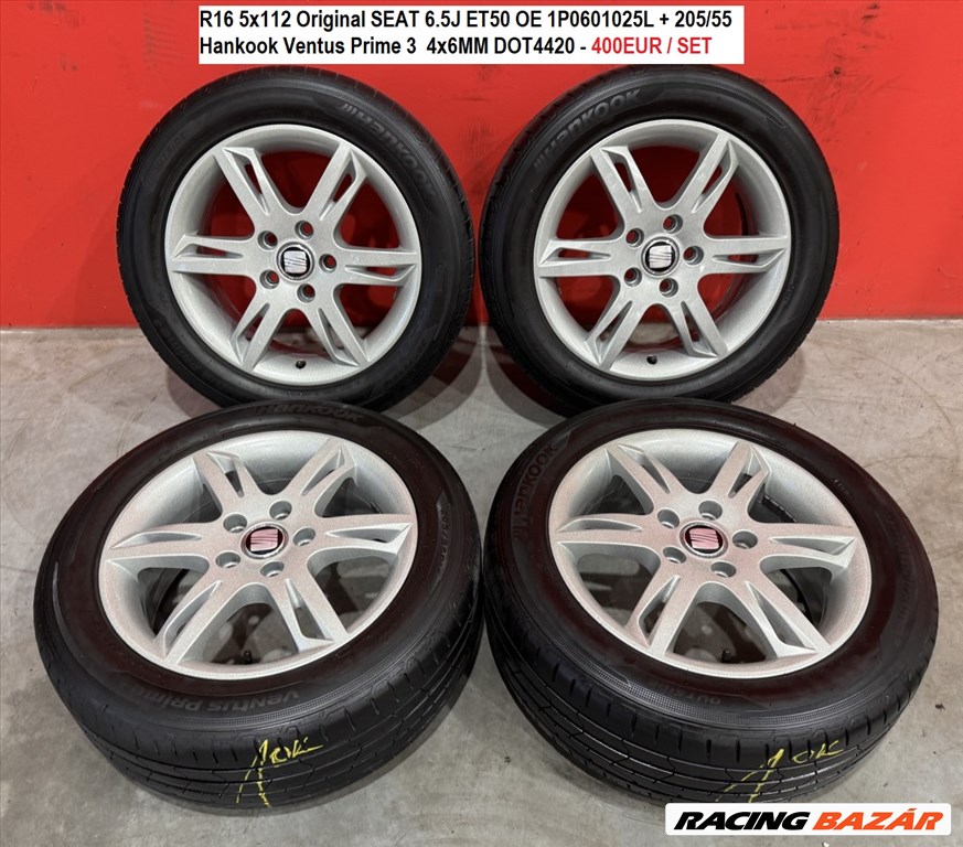 R16 5x112 Original SEAT 6.5J ET50 OE 1P0601025L + 205/55 Hankook 1. kép