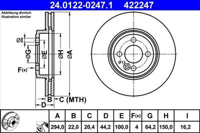 féktárcsa ATE 24.0122-0247.1 for MINI