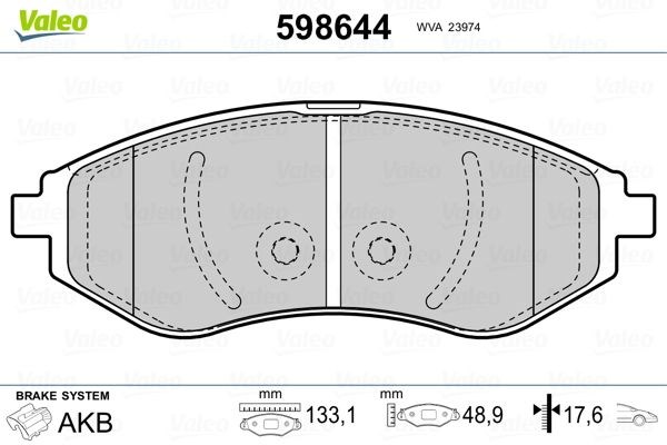 fékbetétkészlet, tárcsafék VALEO 598644 for CHEVROLET, DAEWOO, PROTON 1. kép