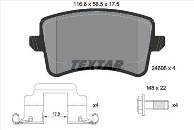 Fékbetét készlet TEXTAR 2460602 for VW, AUDI, SEAT, SKODA