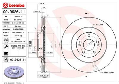 BREMBO 09.D626.11 - féktárcsa HYUNDAI