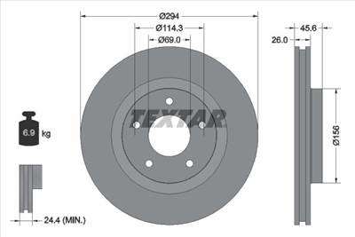 féktárcsa TEXTAR 92184405 for MITSUBISHI, CHRYSLER, PEUGEOT, JEEP, …