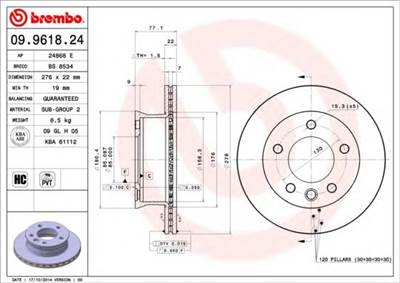 BREMBO 09.9618.24 - féktárcsa MERCEDES-BENZ