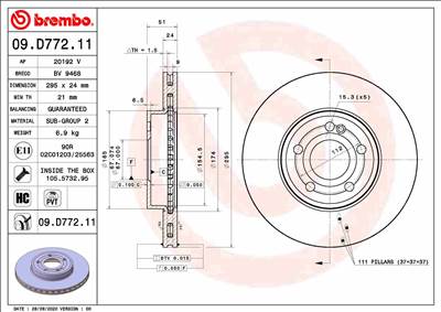 BREMBO 09.D772.11 - féktárcsa MERCEDES-BENZ MERCEDES-BENZ (BBDC)