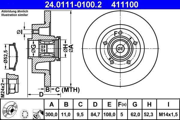 féktárcsa ATE 24.0111-0100.2 for RENAULT 1. kép