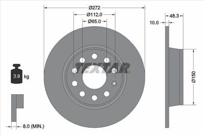 féktárcsa TEXTAR 92224903 for VW, AUDI, SEAT, SKODA, …