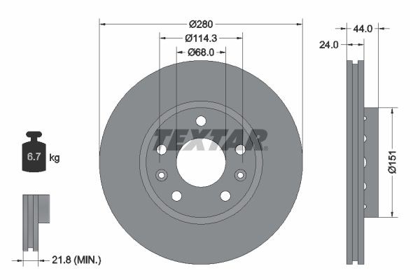 féktárcsa TEXTAR 92195505 for NISSAN, RENAULT, DACIA, MERCEDES-BENZ, … 1. kép