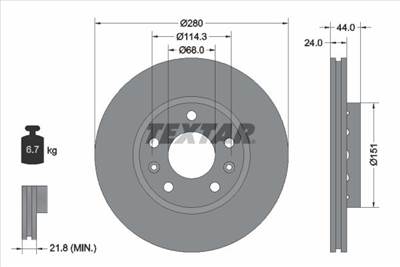 féktárcsa TEXTAR 92195505 for NISSAN, RENAULT, DACIA, SAMSUNG