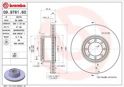 BREMBO 09.9761.60 - féktárcsa IVECO