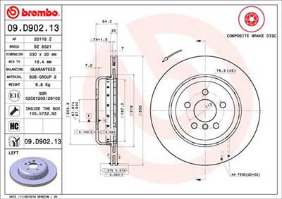 BREMBO 09.D902.13 - féktárcsa BMW BMW (BRILLIANCE) TOYOTA