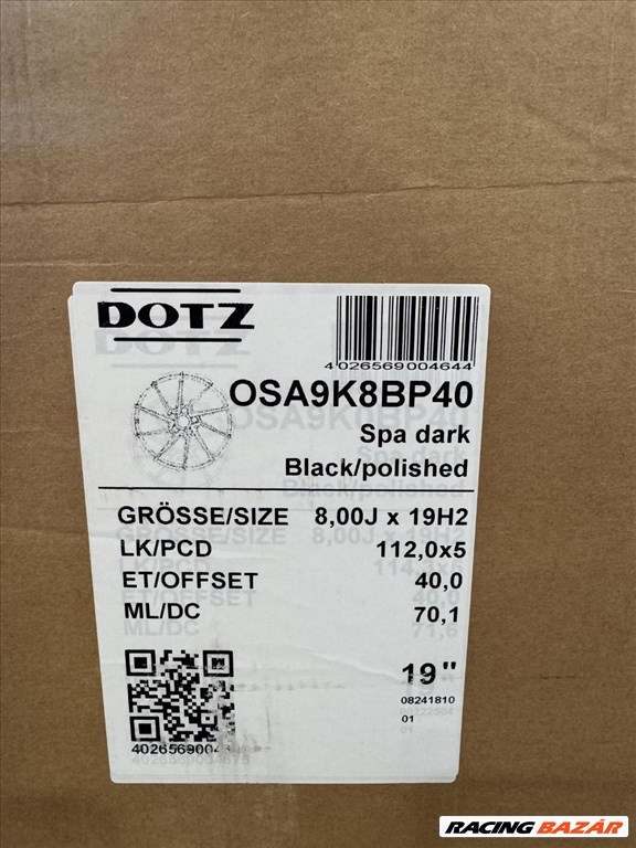 R19 5x112 (70,1) DOTZ SPA DARK BLACK POLISHED 8J ET40 új alufelnik 19" 4. kép