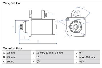 önindító BOSCH 0 986 023 430 for IVECO, ASTRA