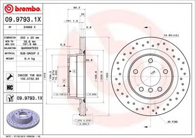 BREMBO 09.9793.1X - féktárcsa BMW BMW (BRILLIANCE)