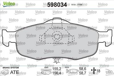 Fékbetét készlet VALEO 598034 for FORD