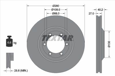 féktárcsa TEXTAR 92174803 for ISUZU, CHEVROLET