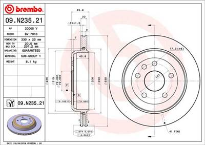 BREMBO 09.N235.21 - féktárcsa DODGE JEEP