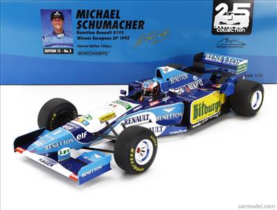 BENETTON F1 B195 TEAM MILD SEVEN RENAULT N 1 WORLD CHAMPION WINNER EUROPEAN GP 1995 MICHAEL SCHUMACHER BLUE YELLOW