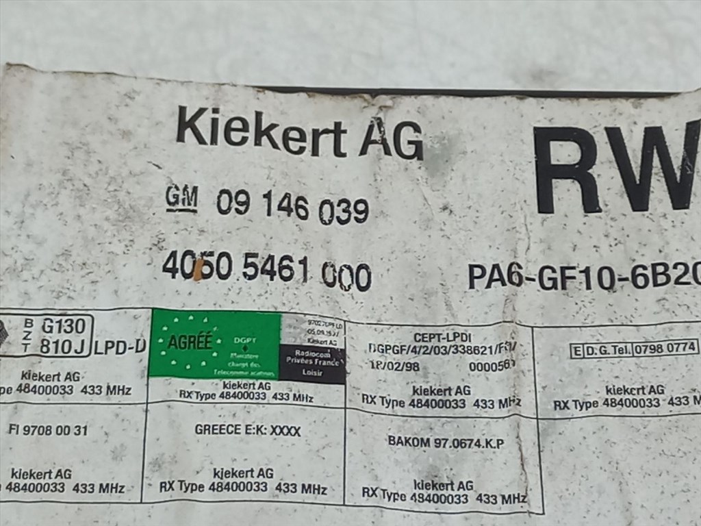 OPEL OMEGA B (25_/ 26_/ 27_) 2.2 DTI 16V Központizár Elektronika #13501# 09146039 13. kép