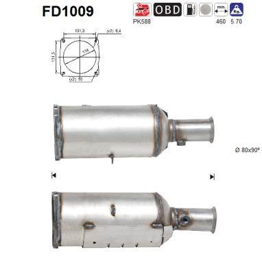Korom-/részecskeszűrő, kipufogó AS FD1009 for PEUGEOT