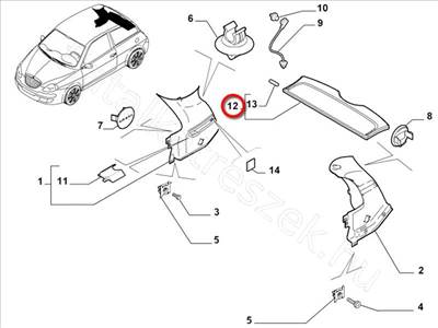 Kalaptartó - YPSILON - 735436166 -  - FIAT eredeti Eredeti új 735436166