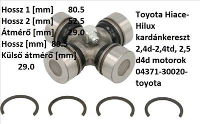 Toyota Hiace-Hilux kardánkereszt 2,4d-2,4td, 2,5 d4d motorok 04371-30020-toyota 