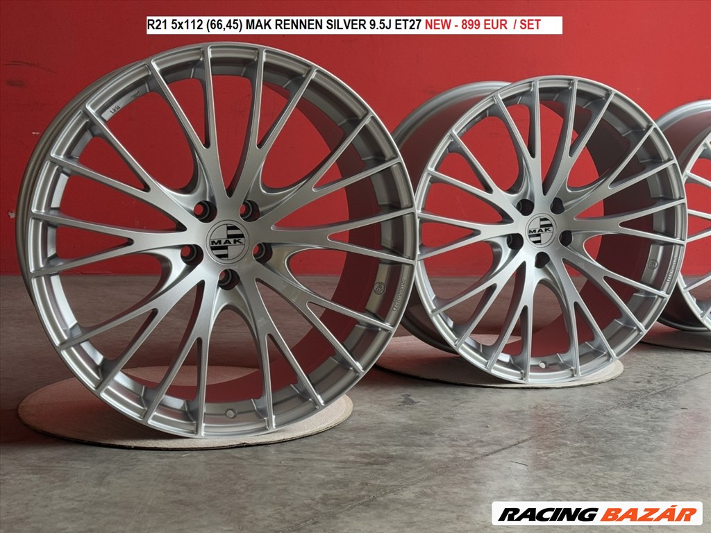 R21 5x112 (66,45) MAK RENNEN SILVER 9.5J ET27 új alufelnik felnik 9,5x21 21" 21col 1. kép