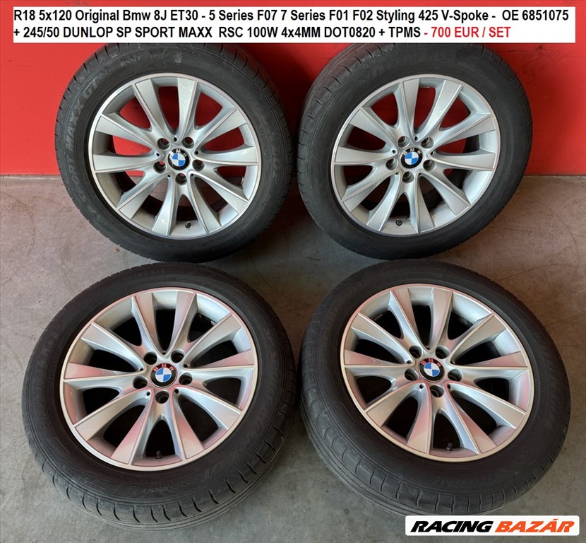 R18 5x120 Original Bmw 8J ET30 - 5 Series F07 7 Series F01 F02 Styling 425 V-Spoke - 1. kép